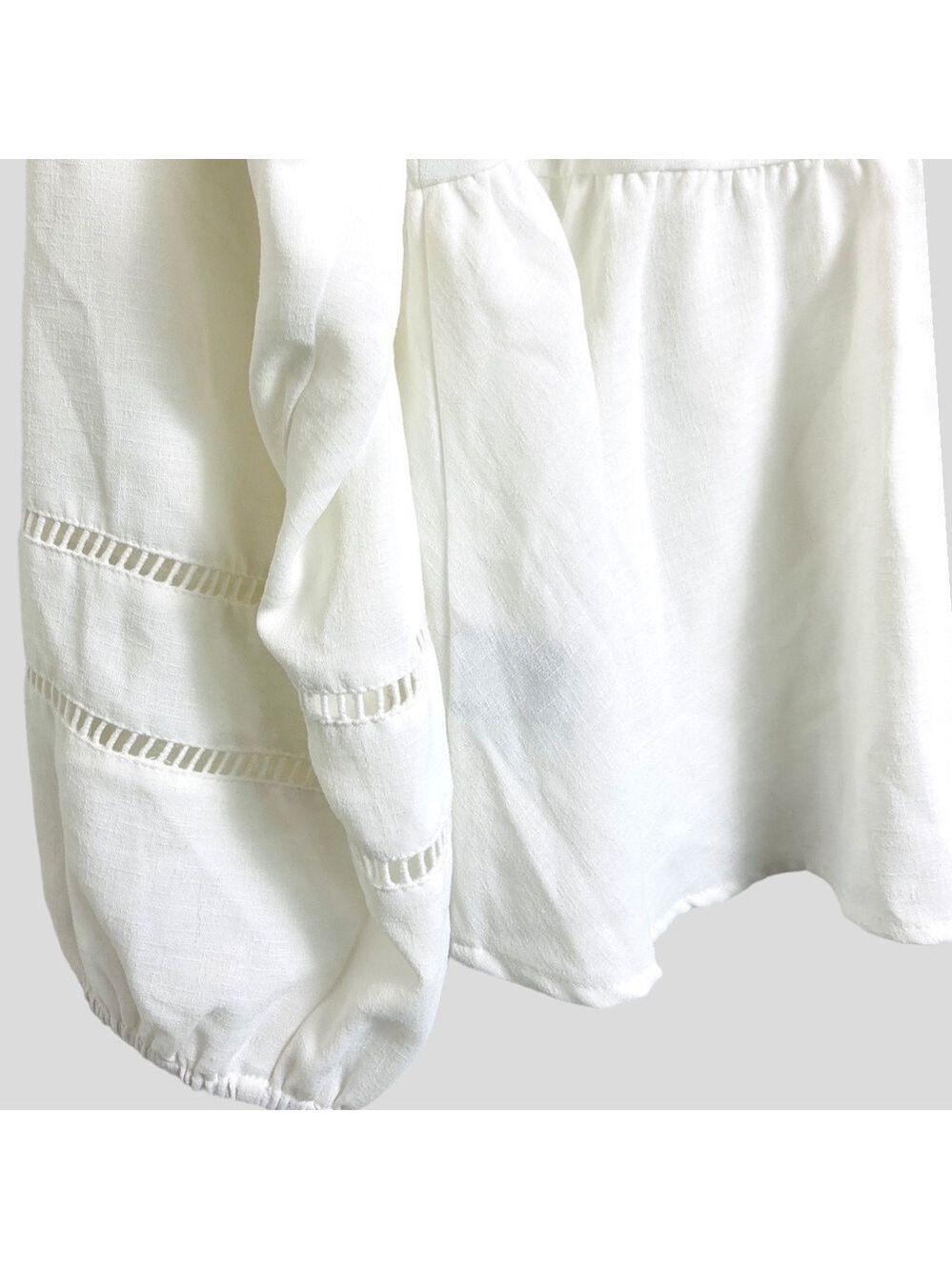 Torrid 2 Women’s White Eyelet Top Front Lace-up Cottagecore, Boho Long Sleeve - Picture 9 of 14